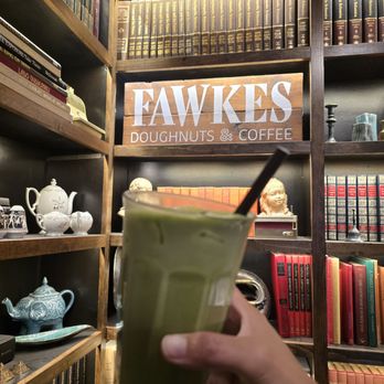 Fawkes Coffee and Doughnuts - Matcha latte - Donuts Near Me - Edmonton, Alberta Fawkes Coffee and Doughnuts - Matcha latte - Donuts Near Me - Edmonton, Alberta