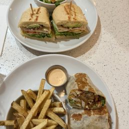 Chicken wrap & chicken bacon avocado sandwich