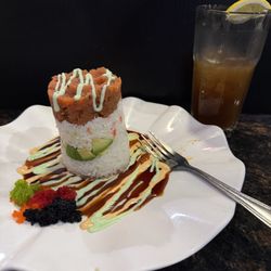 MK's Sushi - Ahi Tower. If you buy 2 Ahi Towers, it'll be like the twin towers.