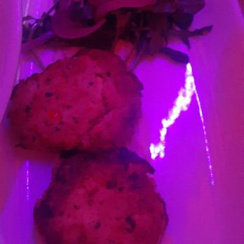 Dirty Dog Jazz Cafe - Crab Cakes. Perfectly seasoned, tender, crisp; garlic aioli; side of fresh arugula and pickled red onion paired well with cakes. - Tapas Bars Near Me - Grosse Pointe Farms, Michigan