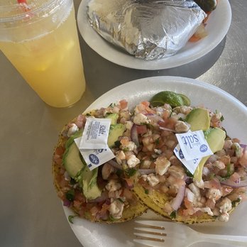 El Antojito - Tostada de Ceviche de Camaron/Shrimp ceviche. Agua Fresca G TORTAS. - Mexican Near Me - Gardena, California