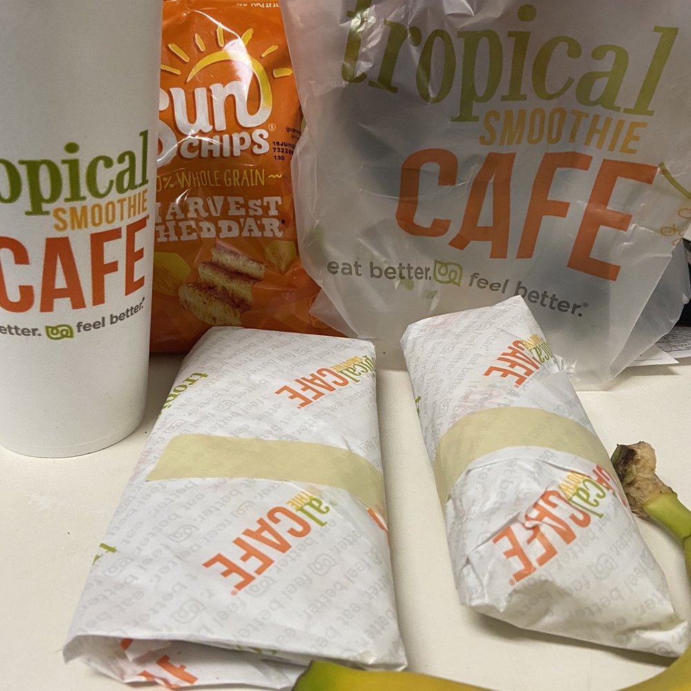 Tropical Smoothie Cafe - Smoothie Buffalo chicken wrap And walnut flat bread I didn't even order I was suppose to have a chicken quesadilla.... - Juice Bars & Smoothies Near Me - Cary, North Carolina Tropical Smoothie Cafe - Smoothie Buffalo chicken wrap And walnut flat bread I didn't even order I was suppose to have a chicken quesadilla.... - Juice Bars & Smoothies Near Me - Cary, North Carolina
