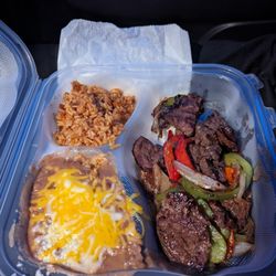 El Topo Cantina - Refried beans, rice and beef faijita