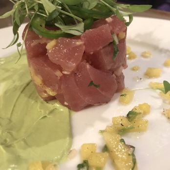 Sam's Chowder House - Ahi stack with lime avocado smear and pineapple salsa - Seafood Near Me - Half Moon Bay, California Sam's Chowder House - Ahi stack with lime avocado smear and pineapple salsa - Seafood Near Me - Half Moon Bay, California