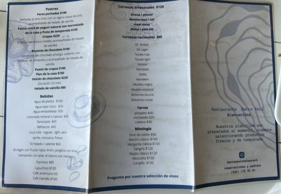 Menu photo 1 Barra Azul Ensenada, BCN Menu photo 1 Barra Azul Ensenada, BCN
