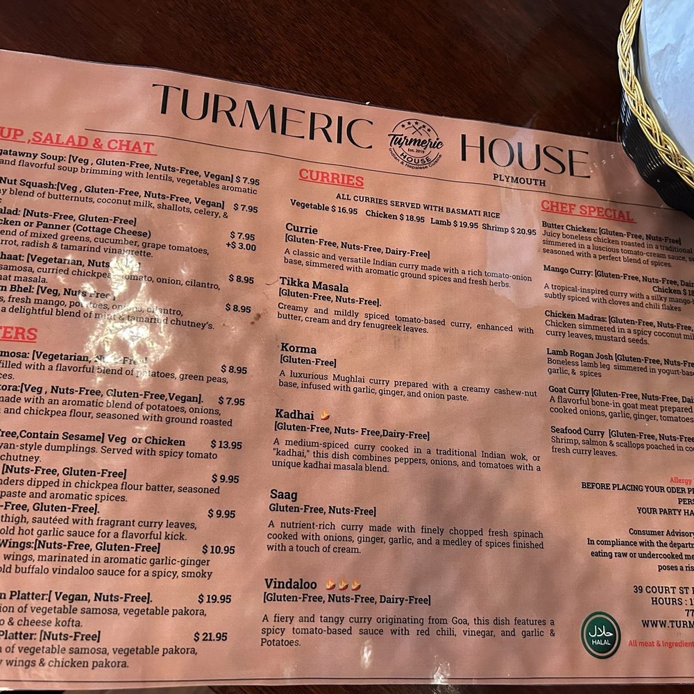 Turmeric House - Menu - Indian Near Me - Plymouth, Massachusetts Turmeric House - Menu - Indian Near Me - Plymouth, Massachusetts