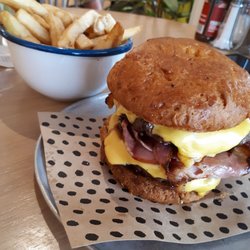 Chur Burger - The Chur beast with chicken salted chippies - Perfection on a plate on a gluten free bun... foods before dudes :D
