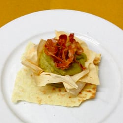 Club Machiavelli - Rosa croccante con crema di broccoli alla noce moscata con pancetta arrotolata