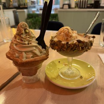 Zeppola Cafe - Pistachio Affogato and pistachio ice cream in a croissant--too die for! - Bakeries Near Me - Las Vegas, Nevada Zeppola Cafe - Pistachio Affogato and pistachio ice cream in a croissant--too die for! - Bakeries Near Me - Las Vegas, Nevada