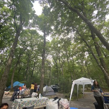 Mount Pocono Campground - 4 campsites in one photo, packed in next to each other - Campgrounds Near Me - Mount Pocono, Pennsylvania