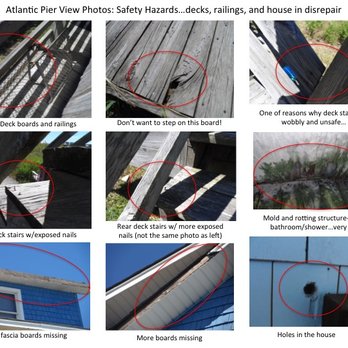Elan Vacations - exposed nails, wobbly unsafe stairs, missing fascia and shings (code violations), literally a hole in the house, clean outdoor "shower/ba"! - Vacation Rental Agents Near Me - Powells Point, North Carolina