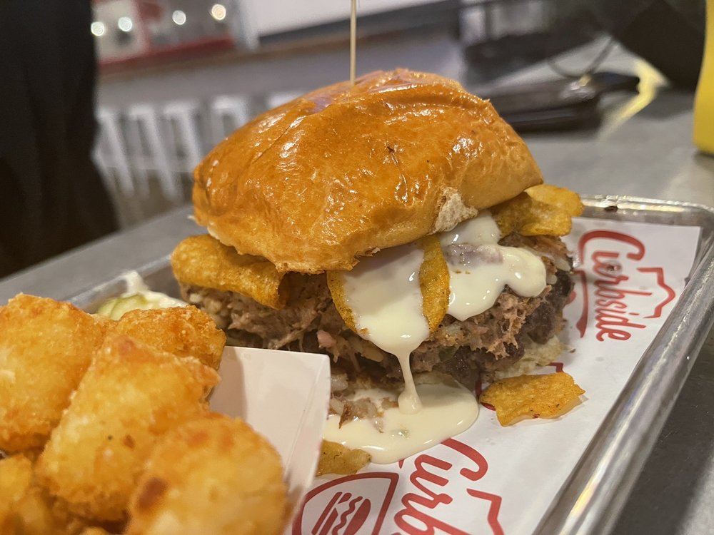 Broucherie burger at Curbside Burgers in Baton Rouge, LA