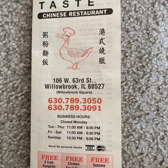 Oriental Taste - a chinese restaurant menu - Chinese Near Me - Willowbrook, Illinois