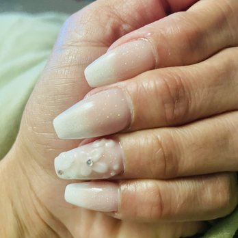 Ann's Nail & Day Spa - Ombré acrylic with flower - Nail Salons Near Me - San Antonio, Texas Ann's Nail & Day Spa - Ombré acrylic with flower - Nail Salons Near Me - San Antonio, Texas