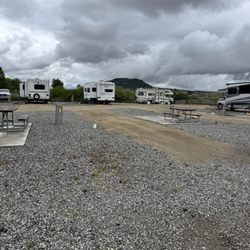 Butte KOA - RV sites after people have left in the morning. Very few trees around.