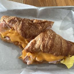 Croissant with cheddar and ham. So delicious!!