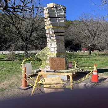 Emma Long Park Turkey Creek Trail - Sculpture in progress at trailhead. - Hiking Near Me - Austin, Texas