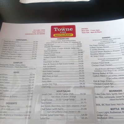 Menu photo 3 The Towne Pub Restaurant Leavenworth, KS Menu photo 3 The Towne Pub Restaurant Leavenworth, KS