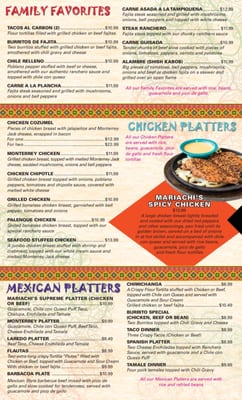 Menu photo 1 Mariachi's Mexican Restaurant Brenham, TX