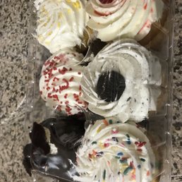 Lemon, red velvet, bumpy cake, cherry, lemon and confetti