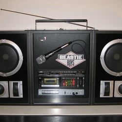 Signed beastie boys mic made to look like a boom box, lights up and the speakers work!