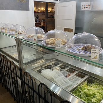 Beans & Barley Brews - The salad bar (for employees to make salads) with a display of scones on top. - Coffee & Tea Near Me - Ashkum, Illinois