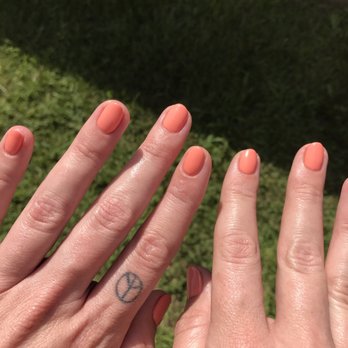 Friendly Nails and Spa - Gel nails by Amy. I had to cut them down but she made them beautiful for me - Nail Salons Near Me - La Mirada, California