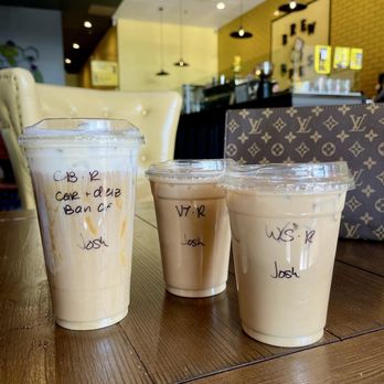 Brew Bees Coffee - Left to Right - Cold brew, Vanilla Toffee, White Stacio - Coffee & Tea Near Me - Upland, California Brew Bees Coffee - Left to Right - Cold brew, Vanilla Toffee, White Stacio - Coffee & Tea Near Me - Upland, California