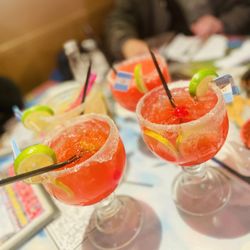 Mi Guatemala Restaurant - Strawberry margarita in the rocks with sugar rim
