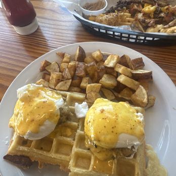 Munch Munch Waffles & More - Crab cake Benedict - Waffles Near Me - Liberty Hill, Texas Munch Munch Waffles & More - Crab cake Benedict - Waffles Near Me - Liberty Hill, Texas
