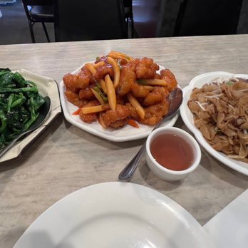 Fortune Garden - 68. Peavine with Garlic with 28. Beef Chow Fun Dry Style and fish fillet with sweet and sour sauce - Seafood Near Me - Seattle, Washington Fortune Garden - 68. Peavine with Garlic with 28. Beef Chow Fun Dry Style and fish fillet with sweet and sour sauce - Seafood Near Me - Seattle, Washington