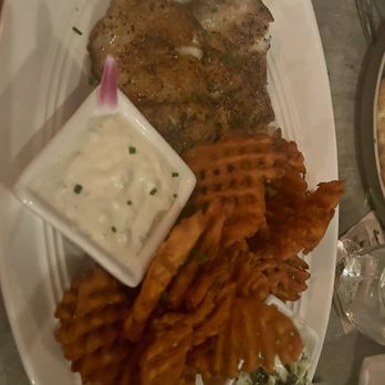 Square Grouper - Islamorada - Blackened Grouper, Sweet Potato Waffle Fries, Coleslaw - Seafood Near Me - Islamorada, Florida