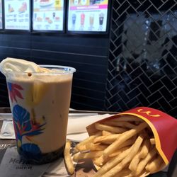 McDonald’s - Classic Milk Tea McFloat with Pearls and Large French Fries