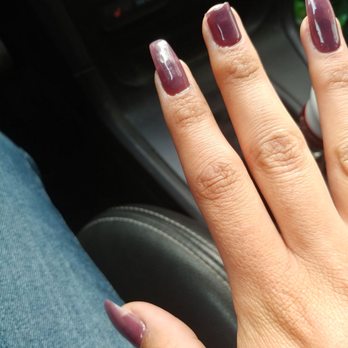 The Nail Shop - Bad cuticles, poor coffin shape, you can see the fake nail on my thumb. - Nail Salons Near Me - San Antonio, Texas