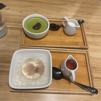 Kyuramen - Cherry Hill - Japanese Cherry Blossom Jelly  Matcha Pudding W. Red Bean - Ramen Near Me - Cherry Hill, New Jersey