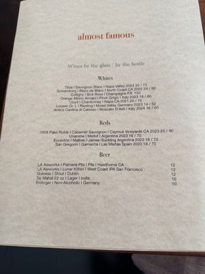 Menu photo 3 Almost Famous Culver City, CA
