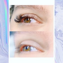 Lash Nirvana - Before and after lash extensions. I borrowed this photo of my eye from the Lash Nirvana Facebook page.