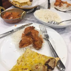 Spice Of Life - Butter Chicken Curry with Butter Garlic naan bread and rice.