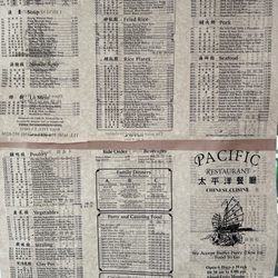 Pacific Restaurant - Menu 11/17/24