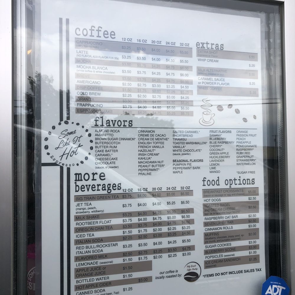 Some Like It Hot! Espresso - Menu - Coffee & Tea Near Me - Davenport, Washington Some Like It Hot! Espresso - Menu - Coffee & Tea Near Me - Davenport, Washington