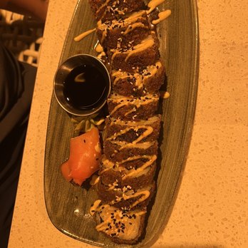Beach House - Crunchy salmon roll. Salmon is fully cooked. Delicious! - Bars Near Me - Pompano Beach, Florida