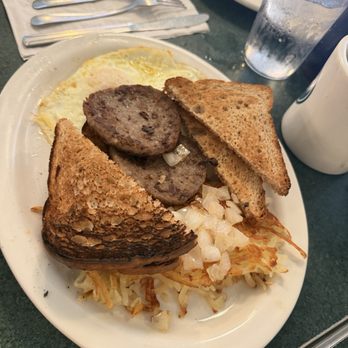 Metro Diner - 3 EGG'S with hash browns, sausage, and toast - American Near Me - Granger, Indiana