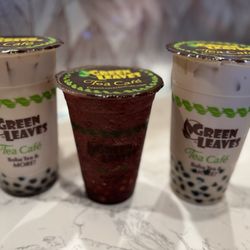 Green Leaves Tea Café - Signature Milk Tea and Very Berry Slushie