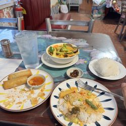 Jasmine Thai Cuisine - Egg rolls and red curry with veggies. Red Curry