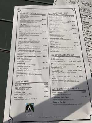 Menu photo 3 Finnerty's Tap Room Ellicottville, NY