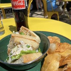 Heirloom - Smoked chicken salad sandwich, fresh hot potato chips