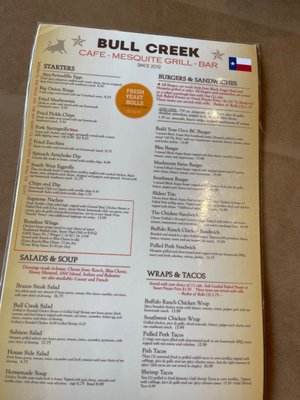 Menu photo 1 Bull Creek Cafe & Grill Rosenberg, TX