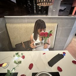Me posing with the roses and chocolate covered strawberries Me posing with the roses and chocolate covered strawberries