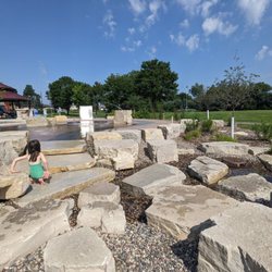 Pioneer Park - The water from the splash pad spills into this more natural but man-made pebble stream. The kids love it.
