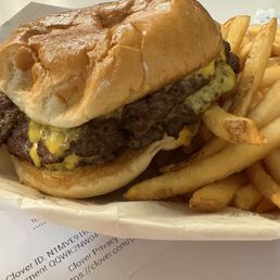 Double cheeseburger with special sauce. Double cheeseburger with special sauce.